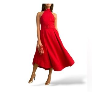 C/meo Collective NWT Hi-Lo Red Holiday Cocktail Evening Gown Gala Party Dress, 4